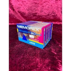 Vintage Media - Cassette Tape - Blank Tape 5-Pack Memorex DBS 90 - New Old Stock